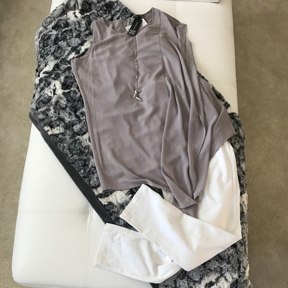 Gray long tunic blouse